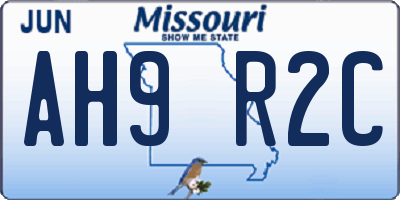 MO license plate AH9R2C