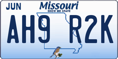 MO license plate AH9R2K