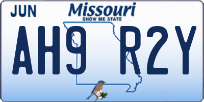 MO license plate AH9R2Y