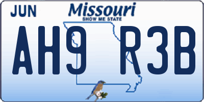 MO license plate AH9R3B