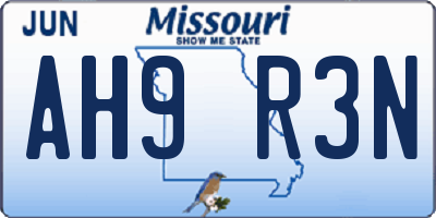 MO license plate AH9R3N