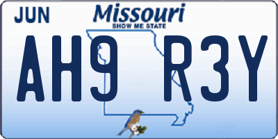 MO license plate AH9R3Y