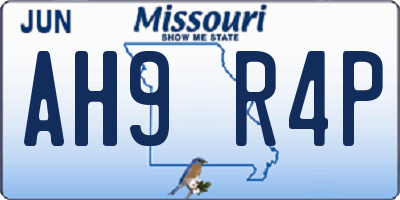 MO license plate AH9R4P