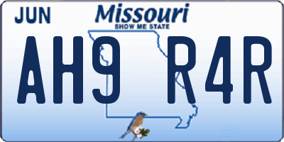 MO license plate AH9R4R