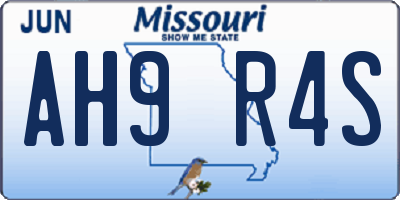 MO license plate AH9R4S
