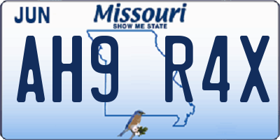 MO license plate AH9R4X