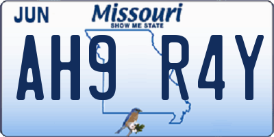 MO license plate AH9R4Y