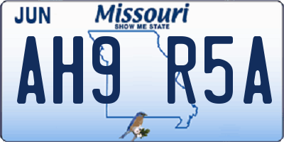 MO license plate AH9R5A
