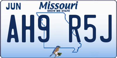 MO license plate AH9R5J