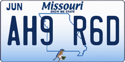 MO license plate AH9R6D