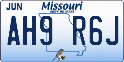 MO license plate AH9R6J