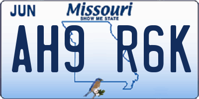 MO license plate AH9R6K