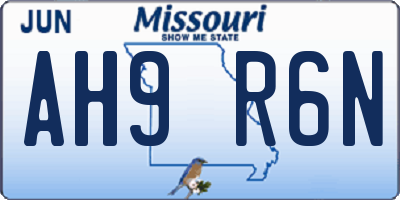 MO license plate AH9R6N