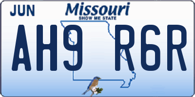 MO license plate AH9R6R