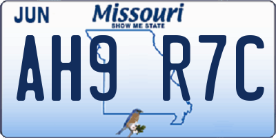 MO license plate AH9R7C