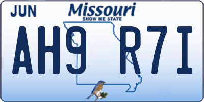 MO license plate AH9R7I