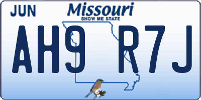 MO license plate AH9R7J