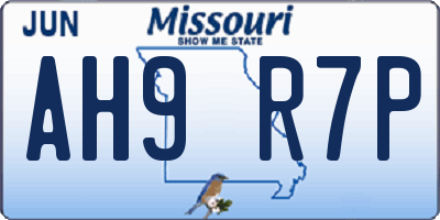 MO license plate AH9R7P
