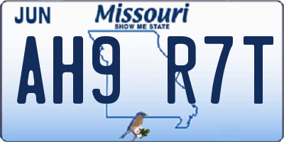 MO license plate AH9R7T