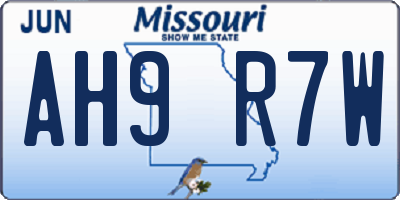 MO license plate AH9R7W