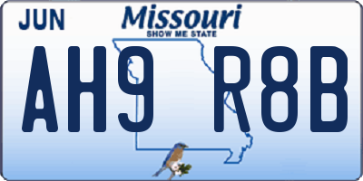 MO license plate AH9R8B