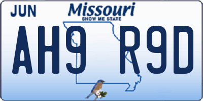 MO license plate AH9R9D