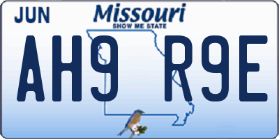 MO license plate AH9R9E