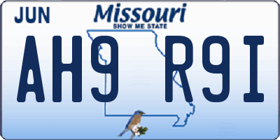 MO license plate AH9R9I