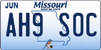 MO license plate AH9S0C