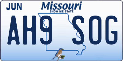 MO license plate AH9S0G