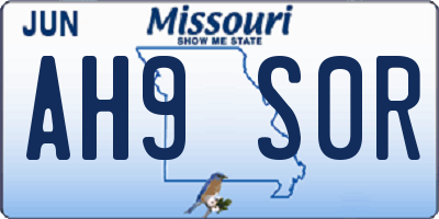 MO license plate AH9S0R