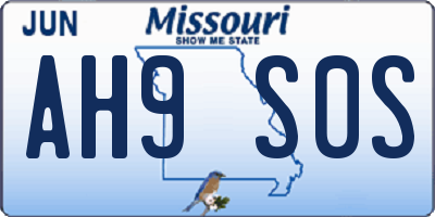 MO license plate AH9S0S