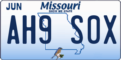 MO license plate AH9S0X