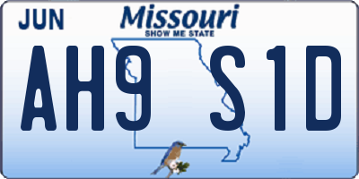 MO license plate AH9S1D