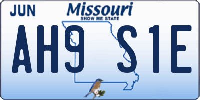 MO license plate AH9S1E