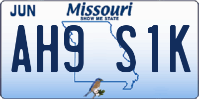 MO license plate AH9S1K
