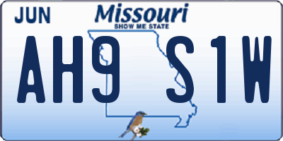 MO license plate AH9S1W