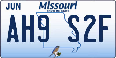MO license plate AH9S2F