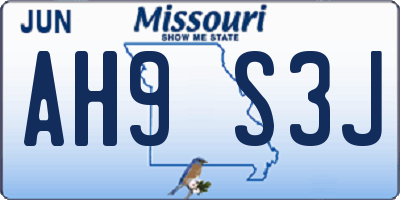MO license plate AH9S3J