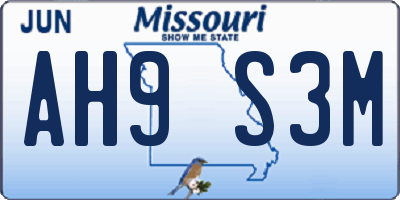 MO license plate AH9S3M