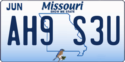 MO license plate AH9S3U