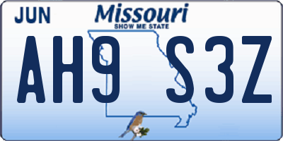 MO license plate AH9S3Z