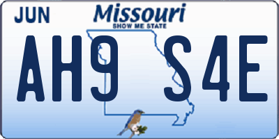 MO license plate AH9S4E