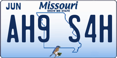 MO license plate AH9S4H