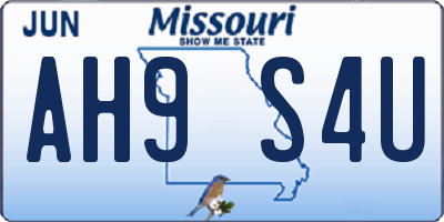 MO license plate AH9S4U