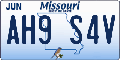 MO license plate AH9S4V
