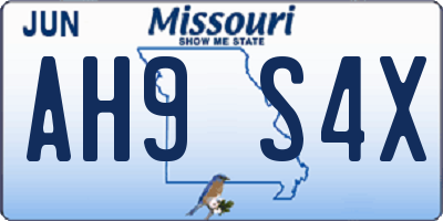 MO license plate AH9S4X