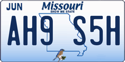 MO license plate AH9S5H
