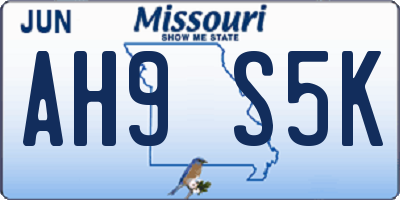 MO license plate AH9S5K