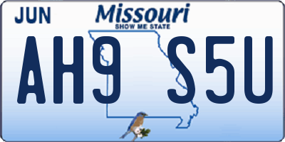 MO license plate AH9S5U